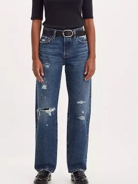 NWT Levi's 501 '90s women's jeans in a distressed blue wash
